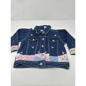 Vintage Cute Femme Denim Jean Jacket Toddler‎ 18 Months Patchwork Floral